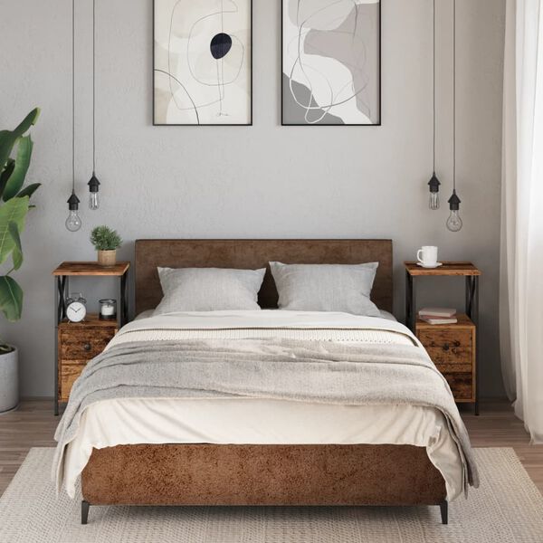 vidaXL sengeborde 2 stk. 34x35,5x70 cm konstrueret tr&aelig; antikt tr&aelig;look