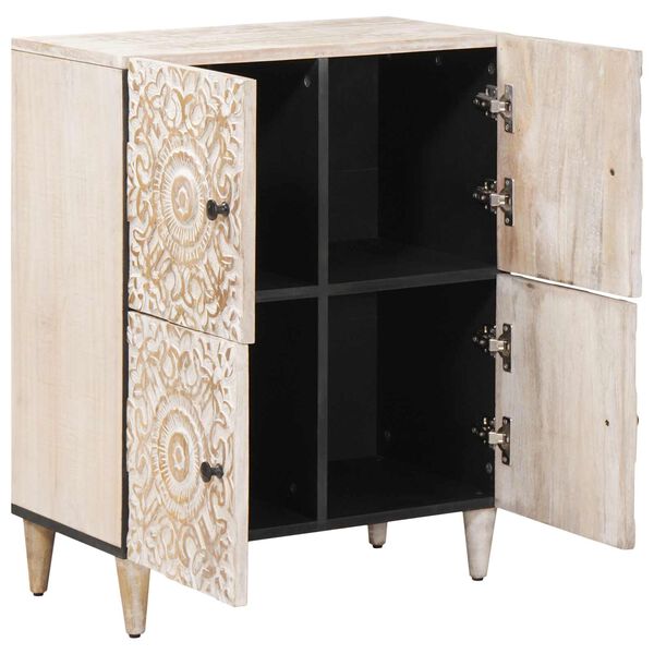 vidaXL Sideboard med d&oslash;r Hvid 60 x 33,5 x 75 cm Massivt mangotr&aelig;