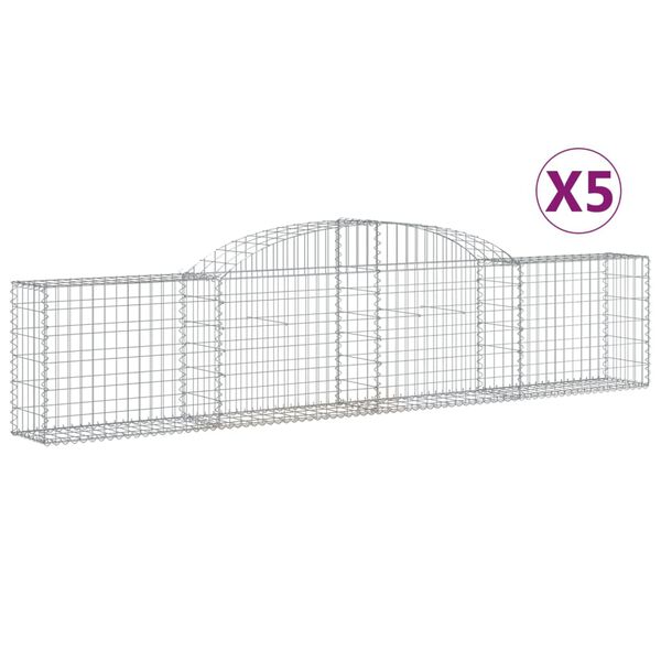 vidaXL buede gabionkurve 5 stk. 300x30x60/80 cm galvaniseret jern