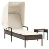 vidaXL liggestol med baldakin og bord polyrattan brun