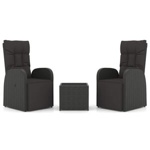 vidaXL lounges&aelig;t til haven 3 dele polyrattan og st&aring;l sort