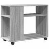 vidaXL sidebord med hjul 70x35x60 cm konstrueret tr&aelig; gr&aring; sonoma-eg