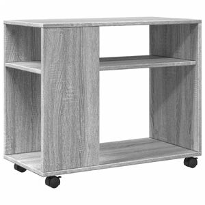 vidaXL sidebord med hjul 70x35x60 cm konstrueret tr&aelig; gr&aring; sonoma-eg