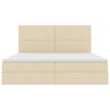 vidaXL Seng med opbevaring og LED med LED Creme 200 x 200 cm Polyester