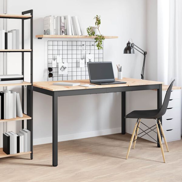 vidaXL Spisebord Naturfarvet 140 x 80 x 75 cm Massiv fyrretr&aelig;