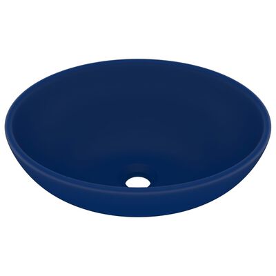 vidaXL luksuriøs håndvask 40x33 cm keramisk oval mat mørkeblå
