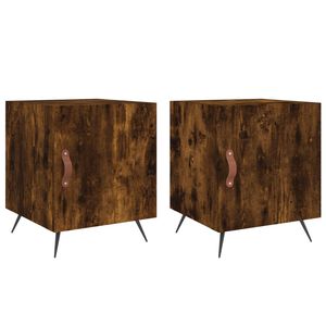 vidaXL sengeborde 2 stk. 40x40x50 cm konstrueret tr&aelig; r&oslash;get egetr&aelig;