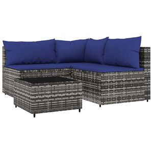 vidaXL lounges&aelig;t til haven 4 dele med hynder polyrattan gr&aring;