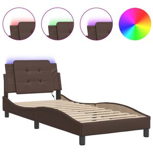 vidaXL sengeramme med LED uden madras Zadar 80x200 cm brun