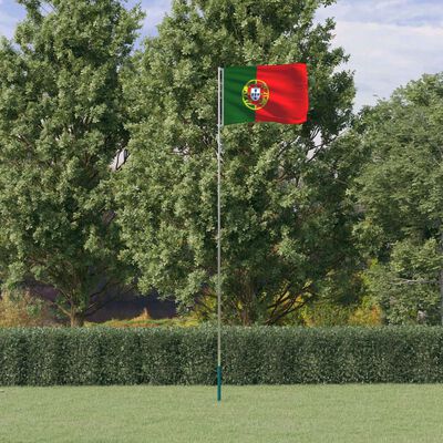 vidaXL Portugal flag og flagstang 5,55 m aluminium