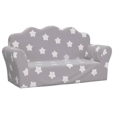 vidaXL 2-personers sofa til børn blødt plys med stjerner lysgrå