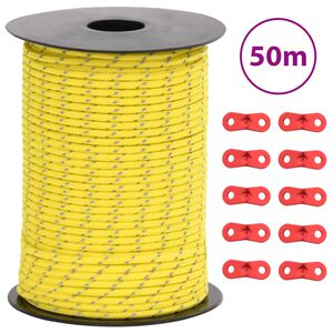 vidaXL selvlysende bardunline med bardunsp&aelig;nder 50 m 3 mm