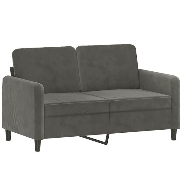 vidaXL 2-personers sofa med puder og hynder 120 cm velour m&oslash;rkegr&aring;