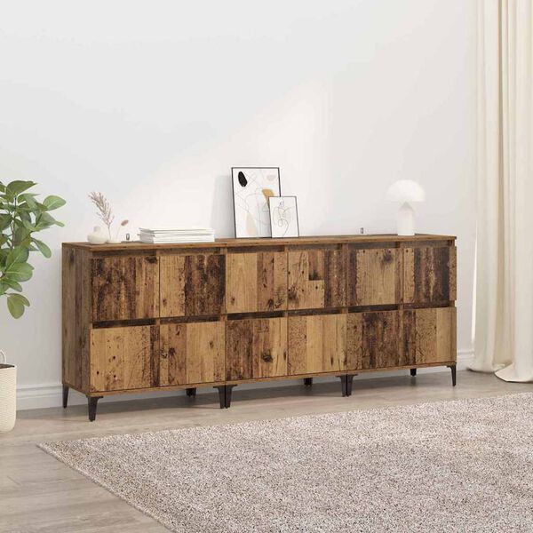 vidaXL Sideboards 3 pcs Gammelt tr&aelig; 60 x 35 x 70 cm Konstrueret tr&aelig;