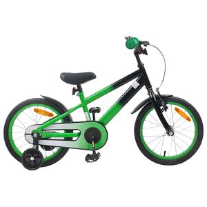 vidaXL B&oslash;rnecykel 16 tommer til 4-6 &aring;r gamle Gr&oslash;n Sort