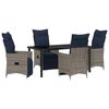 vidaXL Bord- og stol s&aelig;t med pude 5 pcs Gr&aring; PE Rattan