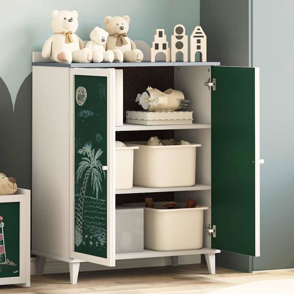 vidaXL Sidetabel med tavle Gr&aring; og Hvid 80 x 40 x 110 cm