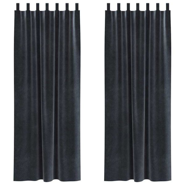 vidaXL M&oslash;rkl&aelig;gningsgardiner 2 pcs M&oslash;rkegr&aring; 140 x 245 cm Fl&oslash;jl