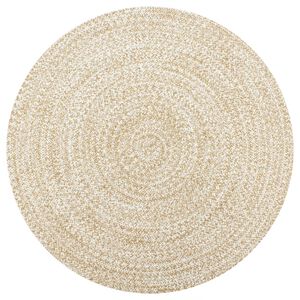 vidaXL h&aring;ndlavet t&aelig;ppe jute 90 cm hvid og naturfarvet