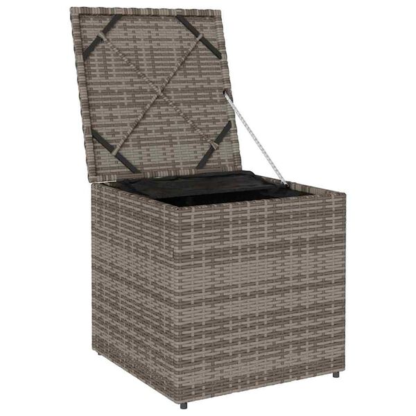 vidaXL Pude kasse med opbevaring Grå 50 x 50 x 50 cm polyrattan