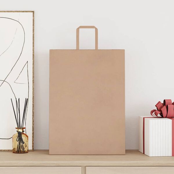 vidaXL papirposer 250 stk. med h&aring;ndtag 32x17x44 cm brun