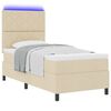 vidaXL Box spring seng med madras med LED Creme 100 x 200 cm Stof