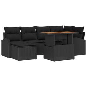 vidaXL Havesofa S&aelig;t med opbevaring 7 pcs Sort Poly rattan