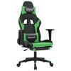 vidaXL gamingstol m. massagefunktion og fodst&oslash;tte kunstl&aelig;der sort gr&oslash;n