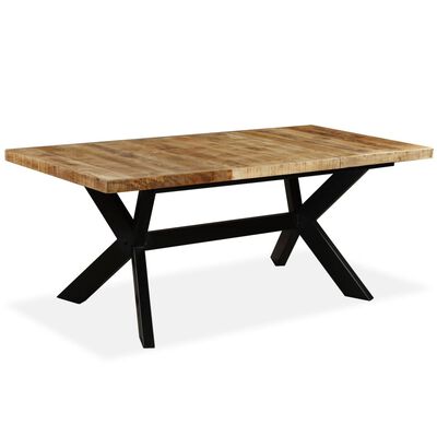 vidaXL spisebord i massivt mangotræ og stål krydsstel 180 cm