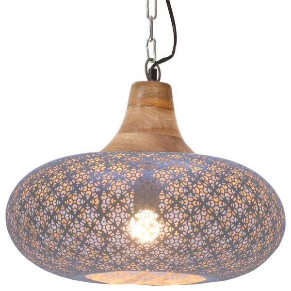 vidaXL industriel pendel 40 cm E27 jern og massivt tr&aelig; gr&aring;