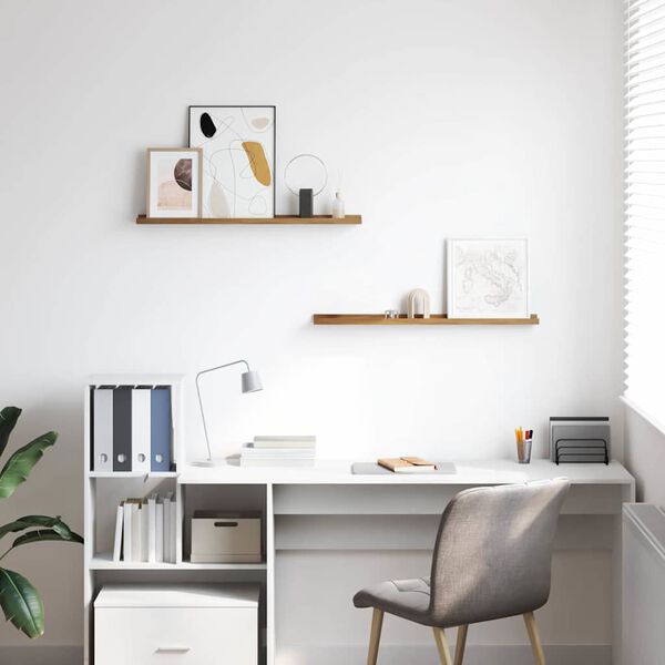 vidaXL V&aelig;ghylde med hylde 2 pcs Brun 80 x 9 x 3 cm Konstrueret tr&aelig;