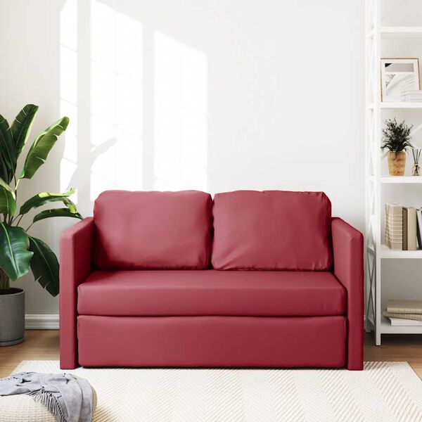 vidaXL 2-i-1 sovesofa 112x174x55 cm kunstl&aelig;der vinr&oslash;d