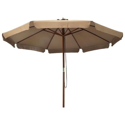 vidaXL udendørs parasol med træstang 330 cm gråbrun