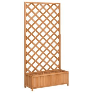 vidaXL plantekasse med espalier brun 90x35x180 cm massivt grantr&aelig;