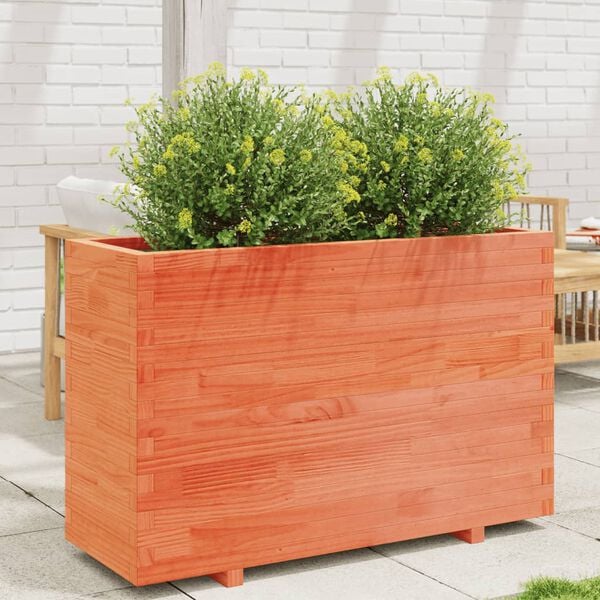 vidaXL plantekasse 110x40x72,5 cm massivt fyrretr&aelig; gyldenbrun