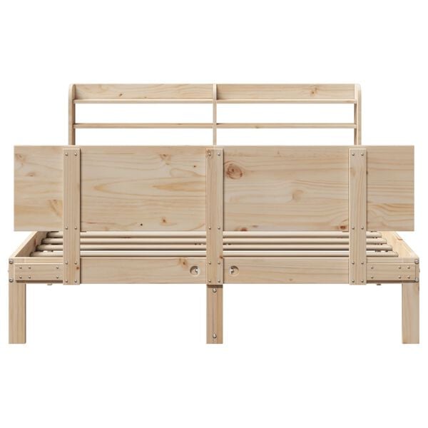 vidaXL sengeramme med sengegavl 140x200 cm massivt fyrretræ hvid
