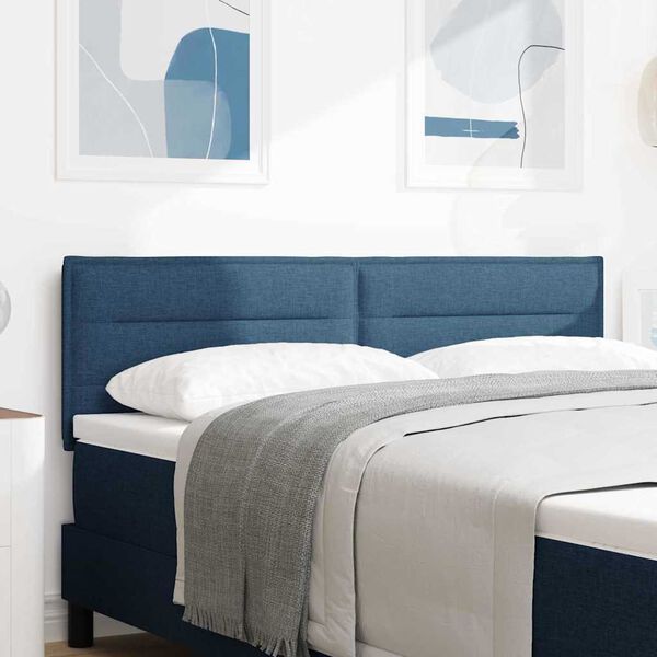 vidaXL LED sengegavl med LED -strimmellys Bl&aring; 144 cm Polyester