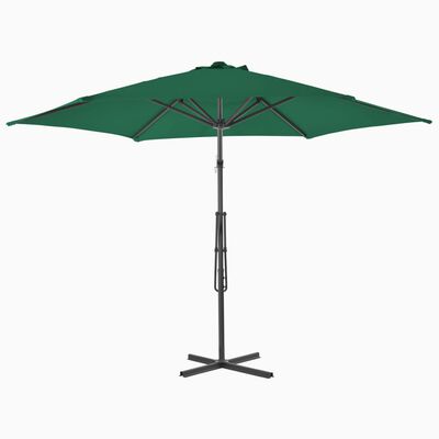 vidaXL udendørs parasol med stålstang 300 cm grøn