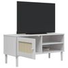 vidaXL tv-bord SENJA 106x40x49 cm rattan-look massivt fyrretræ hvid