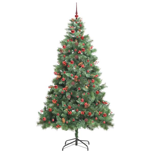 vidaXL Kunstigt juletr&aelig; med LED -strimmellys Gr&oslash;n 240 cm PVC og metal
