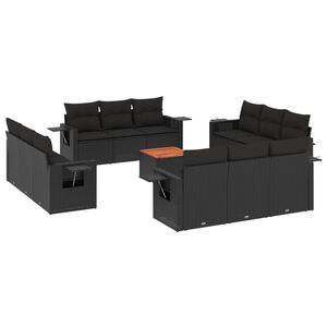 vidaXL sofas&aelig;t til haven 13 dele med hynder polyrattan sort