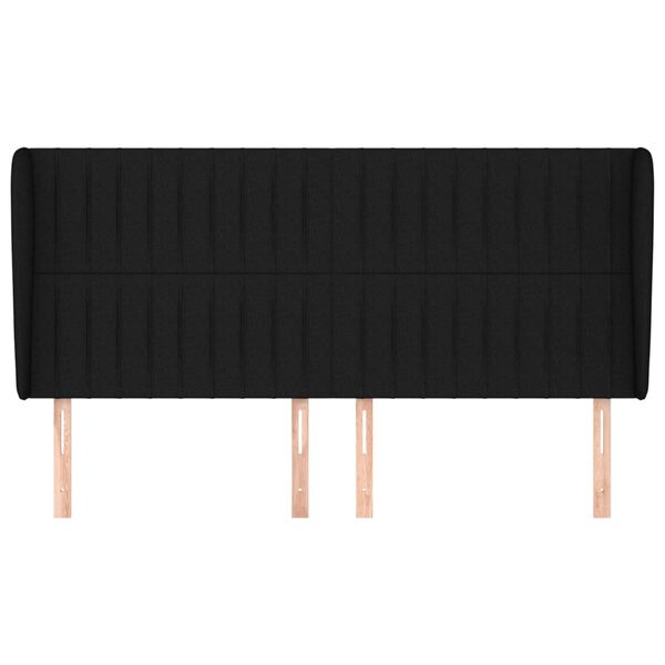 vidaXL sengegavl med kanter 203x23x118/128 cm stof sort