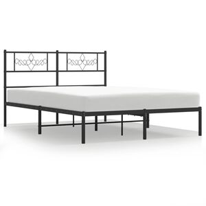 vidaXL sengeramme med sengegavl 160x200 cm metal sort