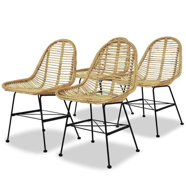 vidaXL spisebordsstole 4 stk. naturligt rattan