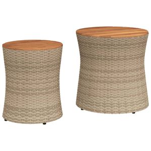 vidaXL haveborde 2 stk. med tr&aelig;plade polyrattan beige