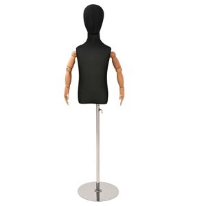 vidaXL Justerbar 120-150 cm Mannequin med Base Unisex PP Sort