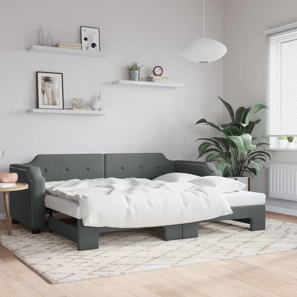 vidaXL daybed med udtræk 90x190 cm stof mørkegrå