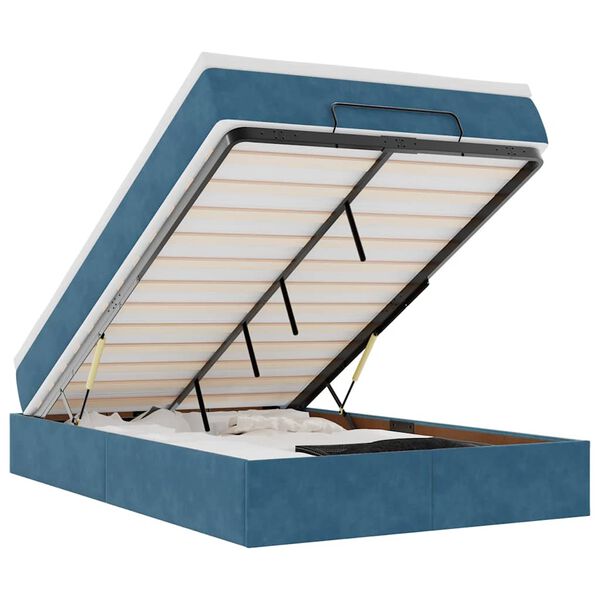 vidaXL osmannisk sengeramme med madras 120x200 cm fl&oslash;jl m&oslash;rkebl&aring;