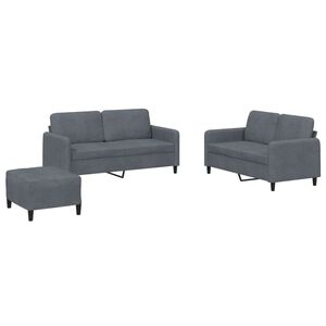 vidaXL sofas&aelig;t 3 dele velour m&oslash;rkegr&aring;