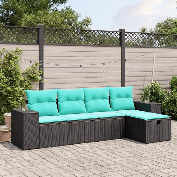 vidaXL sofasæt 5 dele med hynder polyrattan grå